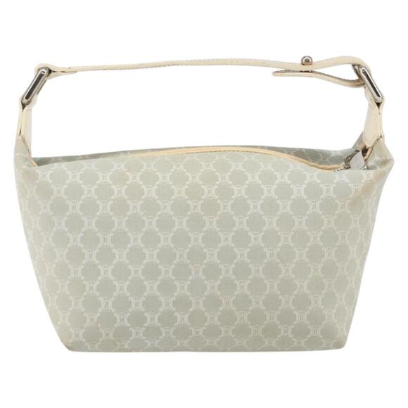 CELINE Macadam Canvas Hand Bag White Silver - Picture 3 of 12